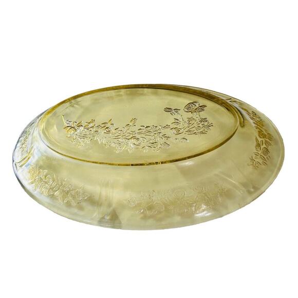Federal Depression Glass Amber Sharon Cabbage Rose Serving Yellow Platter Plate - Picture 8 of 14